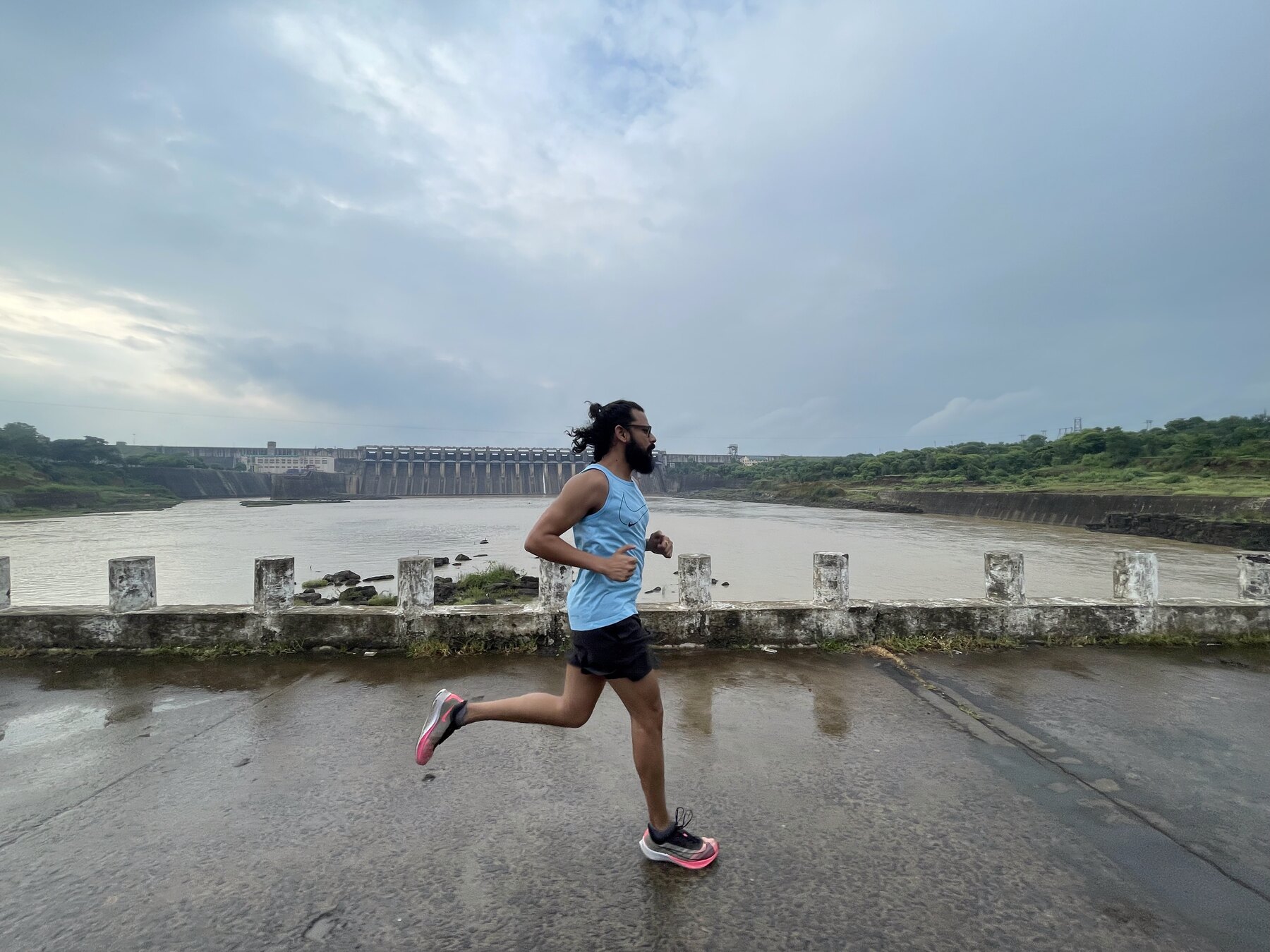 Rajat Asawa on a morning run beside the water